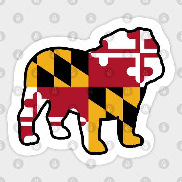 Bulldog Silhouette with Maryland State Flag Sticker by Coffee Squirrel